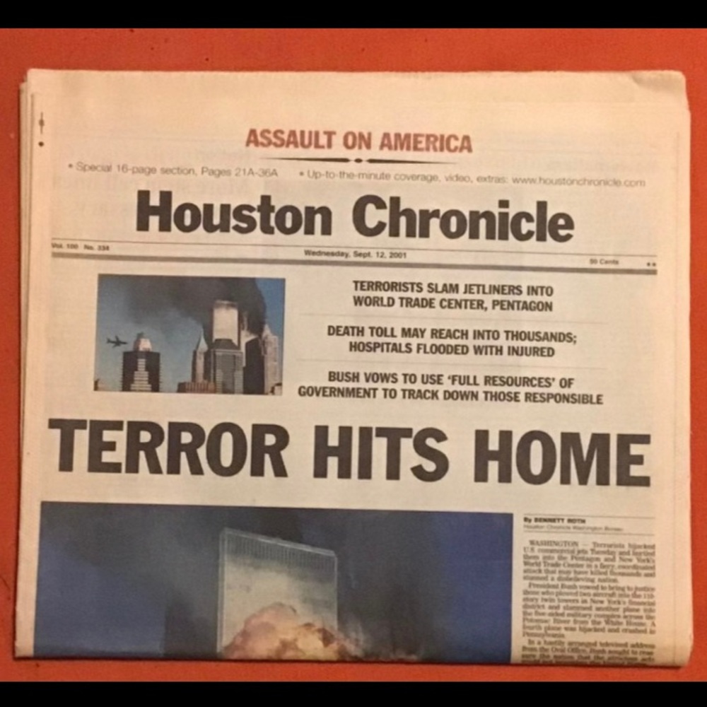 911 Newspaper Terrorist Trade Center Pentagon